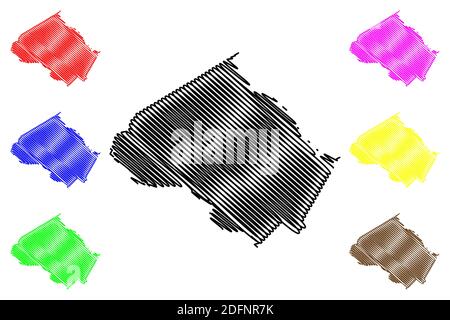 Montgomery County, Maryland (comté américain, États-Unis d'Amérique, États-Unis, États-Unis, États-Unis) carte illustration vectorielle, esquisse griffée carte de Montgomery Illustration de Vecteur