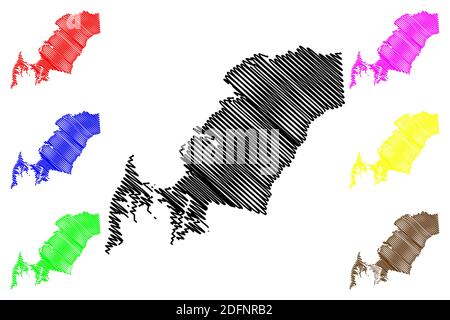 Queen Annes County, Maryland (comté des États-Unis, États-Unis d'Amérique, États-Unis, États-Unis, États-Unis) carte illustration vectorielle, scribble croquis carte de la reine Anne Illustration de Vecteur