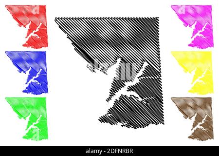 Comté de Cecil, Maryland (comté des États-Unis, États-Unis d'Amérique, États-Unis, États-Unis, États-Unis) carte illustration vectorielle, scribble esquisse carte Cecil Illustration de Vecteur