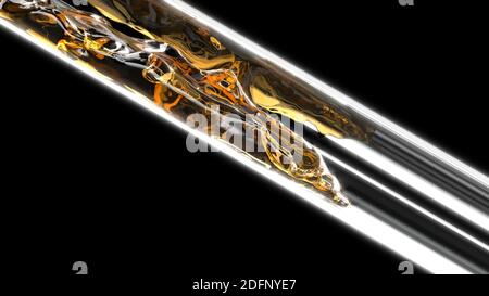 débit de bière d'alcool 3d réaliste dans tube de verre sur noir rendu 3d Banque D'Images