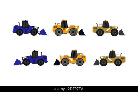 Jeu d'illustrations du schéma de pelle hydraulique illustré Illustration de Vecteur