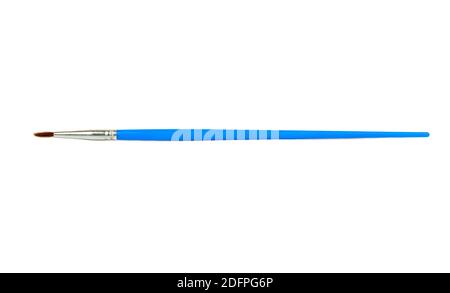 Pinceau fin bleu isolé sur fond blanc Banque D'Images