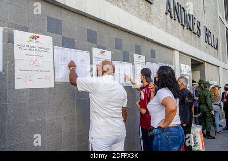 Les centres de vote, avec une participation limitée, sont la principale caractéristique des élections parlementaires du gouvernement de Nicolas Maduro, où la plupart des Banque D'Images