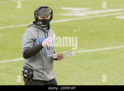 Chicago, États-Unis. 06e décembre 2020. Darrell Bevel, entraîneur-chef des Detroit Lions, marche sur la touche lors d'un match contre les Chicago Bears au Soldier Field à Chicago le dimanche 6 décembre 2020. Photo par Mark Black/UPI crédit: UPI/Alay Live News Banque D'Images