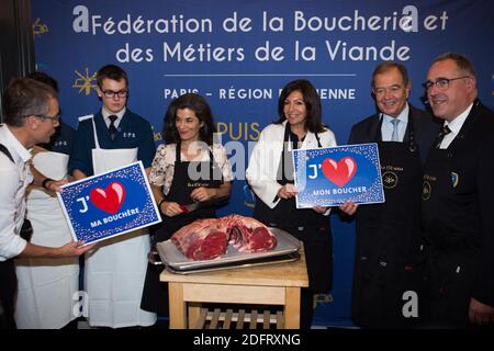 Olivia Polski, Anne Hidalgo, Patrick Ollier, Laurent Callu Président de la fédération de boucherie de paris à l'occasion du 150 anniversaire de la fédération de boucherie de Paris et de la région parisienne ( Fédération de la boucherie et des métiers de la viande de Paris et de la région parisienne). À Paris, France, le 15 octobre 2018. Photo de Raphaël Lafargue/ABACAPRESS.COM Banque D'Images