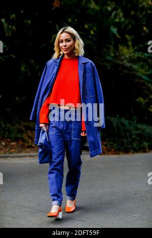 Street style, Mary Lawless Lee arrivée à Akris printemps été 2019 prêt-à-porter spectacle, tenu au Pavillon Ledoyen, à Paris, France, le 30 septembre 2018. Photo de Marie-Paola Bertrand-Hillion/ABACAPRESS.COM Banque D'Images