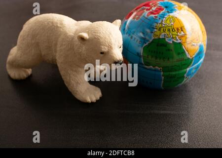 Modèle d'ours polaires et d'un modèle en vue globe Banque D'Images