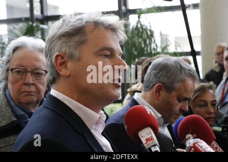 Après une rencontre avec les délégués d'Ascoval Fabien Roussel , député du parti communiste, vu ici au ministère des Finances, Paris, France, le 31 octobre 2018. Photo de Henri Szwarc/ABACAPRESS.COM Banque D'Images