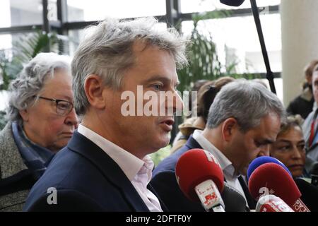 Après une rencontre avec les délégués d'Ascoval Fabien Roussel , député du parti communiste, vu ici au ministère des Finances, Paris, France, le 31 octobre 2018. Photo de Henri Szwarc/ABACAPRESS.COM Banque D'Images