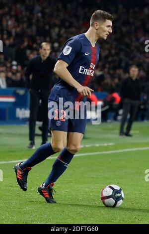 Thomas Meunier du PSG lors du match de football de la première Ligue française, PSG vs Lille, au Parc des Princes, France, le 2 novembre 2018. PSG a gagné 2-1. Photo de Henri Szwarc/ABACAPRESS.COM Banque D'Images