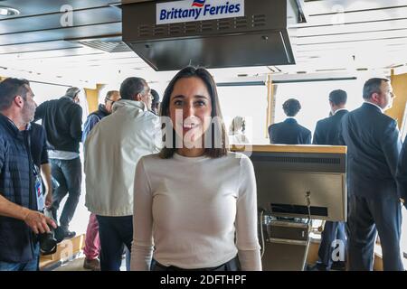 Le sous-ministre français attaché au ministre de la transition écologique et inclusive Brune Poirson sur le PONT AVEN jusqu'au départ de la route du Rhum 2018, le 4 novembre 2018. Photo d'Arnaud Masson/ABACAPRESS.COM Banque D'Images