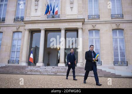 Le ministre français de l'action publique et de la comptabilité, Gerald Darmanin, quitte le palais présidentiel de l'Elysée après la réunion hebdomadaire du cabinet, le 26 novembre 2018, à Paris. Photo par ELIOT BLONDT/ABACAPRESS.COM Banque D'Images