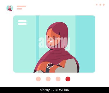 femme musulmane médecin dans la fenêtre du navigateur web ayant une conférence virtuelle médecine santé communication en ligne concept horizontal portrait illustration vectorielle Illustration de Vecteur