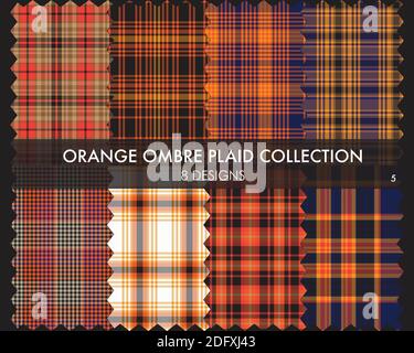 La collection à motif texturé sans coutures ombré orange Plaid comprend un motif 8 nuances adaptées aux textiles de mode et aux motifs Banque D'Images