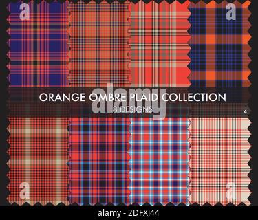 La collection à motif texturé sans coutures ombré orange Plaid comprend un motif 8 nuances adaptées aux textiles de mode et aux motifs Banque D'Images