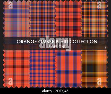 La collection à motif texturé sans coutures ombré orange Plaid comprend un motif 8 nuances adaptées aux textiles de mode et aux motifs Banque D'Images