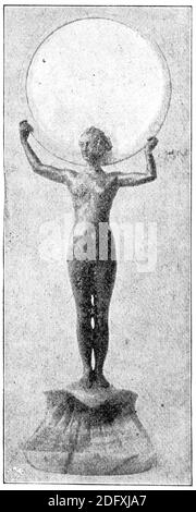 Statuette en bronze de venus Anadyomene - porte-miroir. Illustration du 19e siècle. Allemagne. Arrière-plan blanc. Banque D'Images