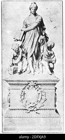 La statue du commerce. Illustration du 19e siècle. Allemagne. Arrière-plan blanc. Banque D'Images