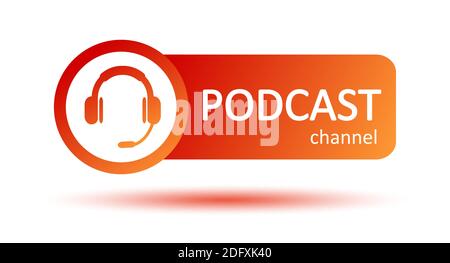 Logo du podcast. Symbole de gradient et bouton de diffusion en direct. Illustration de Vecteur
