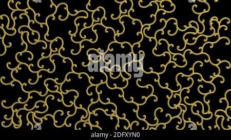 Abstrait 3D, magnifique Golden Arabesque Design des motifs géométriques, des motifs rythmiques artistiques, arrière-plan arabe, arrière-plan abstrait, 4k High Qualit Banque D'Images
