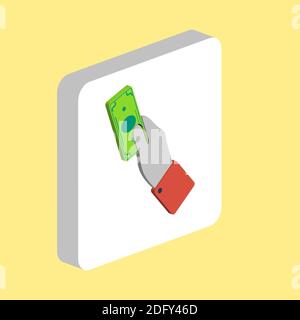 Icône de vecteur simple d'argent. Modèle de conception de symbole d'illustration pour élément d'interface utilisateur Web mobile. Pictogramme isométrique de couleur parfaite sur carré blanc 3d. Argent i Illustration de Vecteur