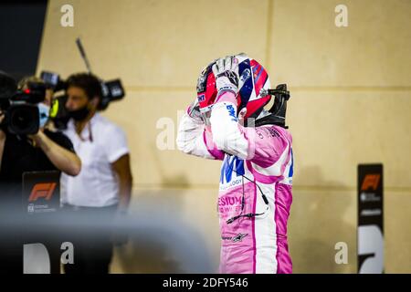 PEREZ Sergio (mex), Racing point F1 RP20, portrait célébrant sa première victoire lors du Grand Prix de Formule 1 Rolex Sakhir / LM Banque D'Images