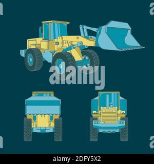 Illustrations vectorielles stylisées de dessins de chargeurs lourds Illustration de Vecteur
