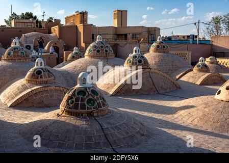 Toit de la maison du hammam Sultan Mir Ahmad, Kashan, Iran Banque D'Images