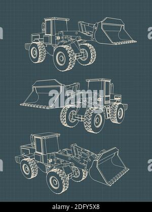Illustrations vectorielles stylisées de dessins de chargeurs lourds Illustration de Vecteur
