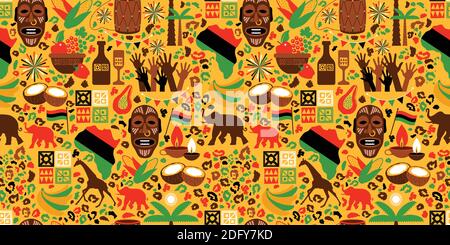 Motif sans couture pour Kwanzaa aux couleurs traditionnelles. Illustration de Vecteur