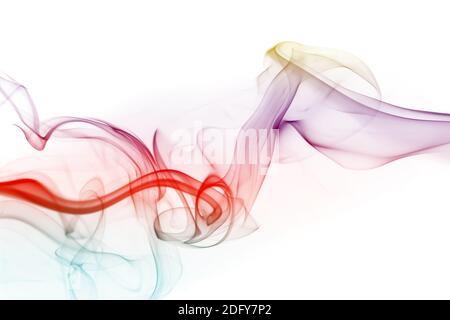 Résumé de la fumée colorée sur fond blanc. fire design Banque D'Images