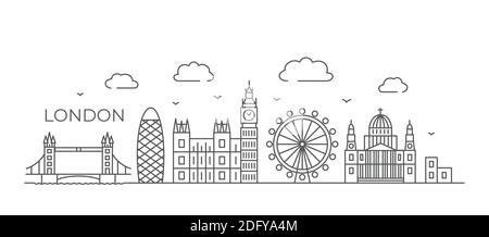 Dessin London Line illustration London en style ligne sur blanc arrière-plan Illustration de Vecteur