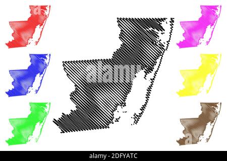 Worcester County, Maryland (comté des États-Unis, États-Unis d'Amérique, États-Unis, États-Unis) carte illustration vectorielle, scribble sketch carte de Worcester Illustration de Vecteur