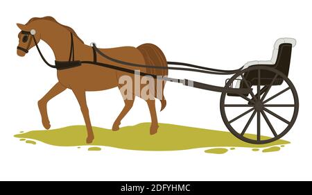 Transport de chevaux dans les temps anciens, calèche d'époque Illustration de Vecteur