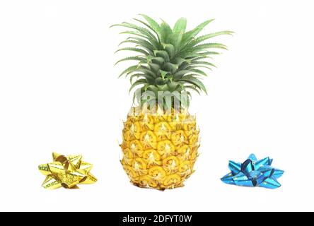 Un fond d'ananas avec fleur pour le cadeau. Banque D'Images