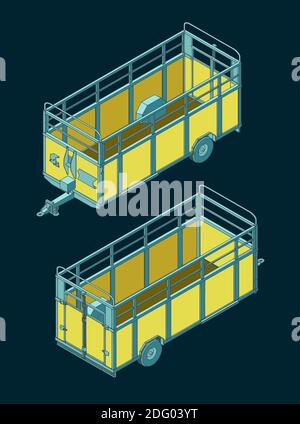 Illustrations vectorielles stylisées d'une bande-annonce de tracteur agricole Illustration de Vecteur