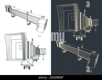 Illustration vectorielle stylisée d'un dessin de passerelle télescopique d'aéroport Illustration de Vecteur