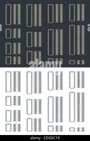 Illustrations vectorielles stylisées de différents microcircuits et microcontrôleurs en standard Groupes DIP Illustration de Vecteur