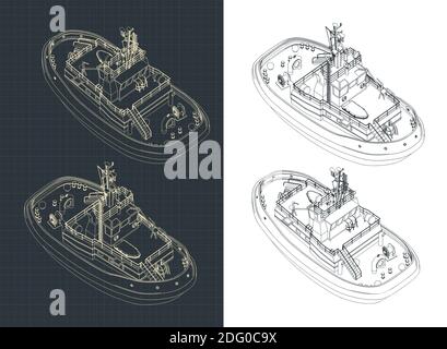 Illustration vectorielle stylisée de dessins isométriques de bateau à vapeur Illustration de Vecteur