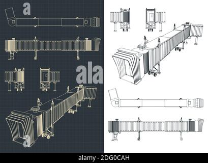 Illustration vectorielle stylisée d'un dessin de passerelle télescopique d'aéroport Illustration de Vecteur