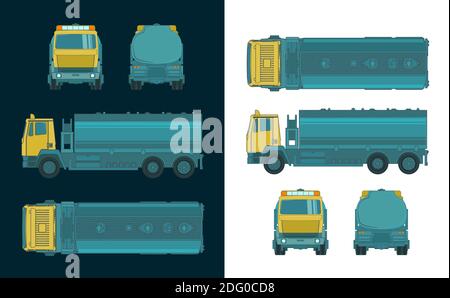 Illustration vectorielle stylisée de dessins en couleur de camion ravitailleur Illustration de Vecteur