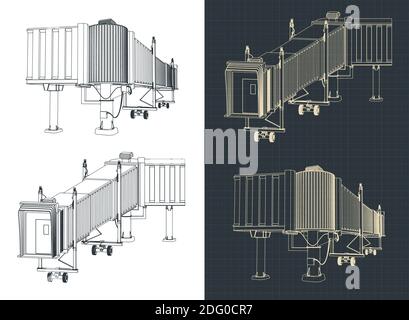 Illustration vectorielle stylisée d'un dessin de passerelle télescopique d'aéroport Illustration de Vecteur