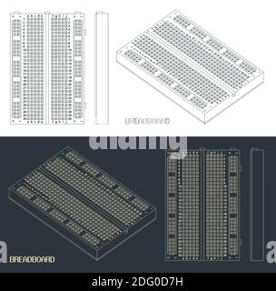 Illustration vectorielle stylisée d'une carte d'expérimentation pour les ingénieurs en électronique et passionnés Illustration de Vecteur