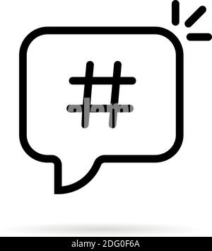 logo en forme de hashtag noir linéaire dans une bulle Illustration de Vecteur