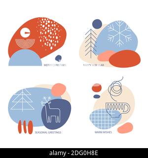 Cartes et fonds de vacances d'hiver pour les médias sociaux. Illustration de Vecteur