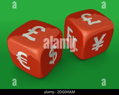 Rouge dés avec signe de devise Pound Banque D'Images