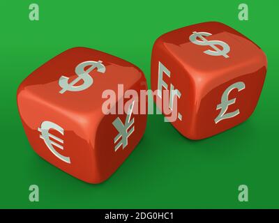 Signe « Red dices with Dollar currency » Banque D'Images