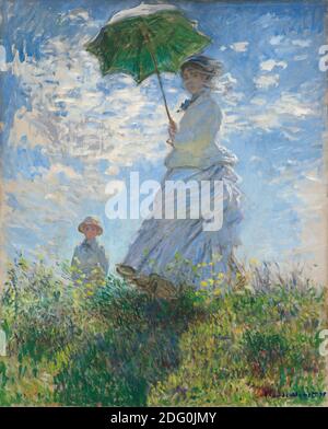Titre: Femme avec parasol - Madame Monet et son fils Créateur: Claude Monet Date: 1875 Moyen: Huile sur toile dimension: 100 x 81 cm lieu: Galerie nationale d'art, Washington Banque D'Images