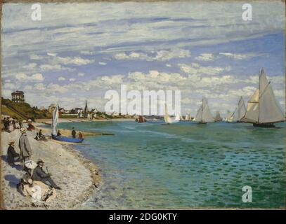 Titre: Régate à Sainte-adresse Créateur: Claude Monet Date: 1867 Moyen: Huile sur toile dimension: 75.2 x 101.6 cm lieu: Metropolitan Museum of Art, New York Banque D'Images