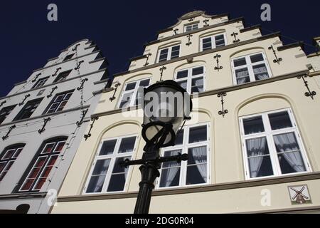 Maison à pignon à gradins à Friedrichstadt, en Frise du Nord, en Allemagne Banque D'Images